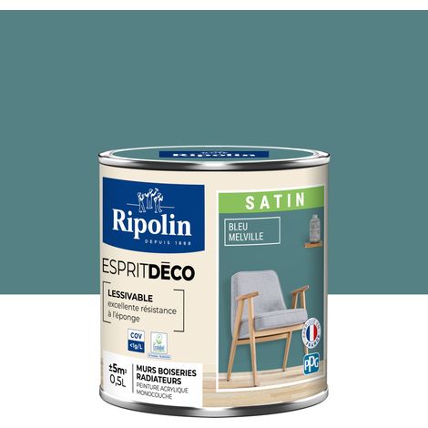 Peinture Murale Toutes Pièces - Satin - 0,5L - Bleu Melville - Ripolin (1/5)