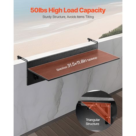 Table Suspendue Balcon - 800 x 450 x 240 mm Table de Bar Pliante (1/5)