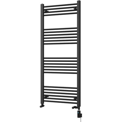 Zennor - Black Dual Fuel Towel Rail H1400mm x W600mm Thermostatic WIFI - Straight (1/3)