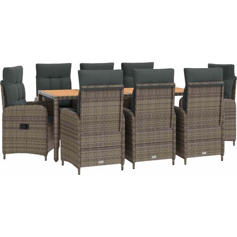 Maison Exclusive - Outdoortisch-Set 9 stk. Hellgrau und Dunkelgra (1/5)