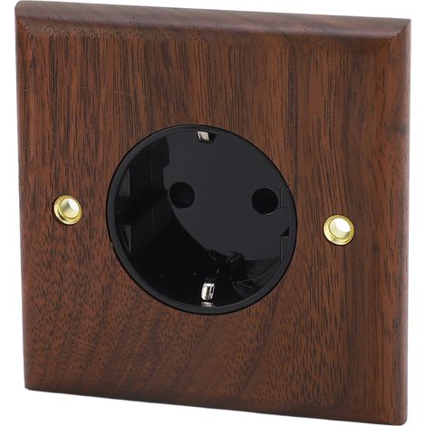 Wandsteckdose, Schwarznuss, EU-Standard, Retro-Elektro-Wandschalterplatine, 16 A, 250 V (1/5)