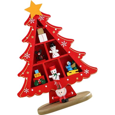 Petit sapin de Noël en bois rouge raffiné pour bureau centre commercial hôtel décoration Noël compact facile à placer (1/4)