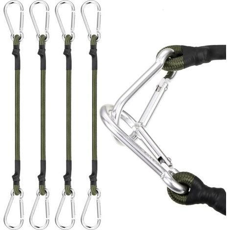 Set de 4 extenseurs avec crochets, tendeur en caoutchouc avec mousqueton, 30 cm, avec mousqueton, tendeur de bagages solide, tendeur en caoutchouc avec crochet pour bagages, camping, voiture, vélo (1/5)