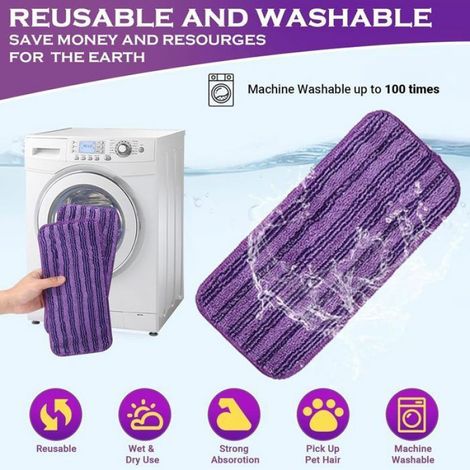 6 Packs Lingettes Reutilisable pour Swiffer WetJet,Mop Pads Microfibres,Chiffon Rechange pour Swiffer Wet Jet Balai Spray (1/5)
