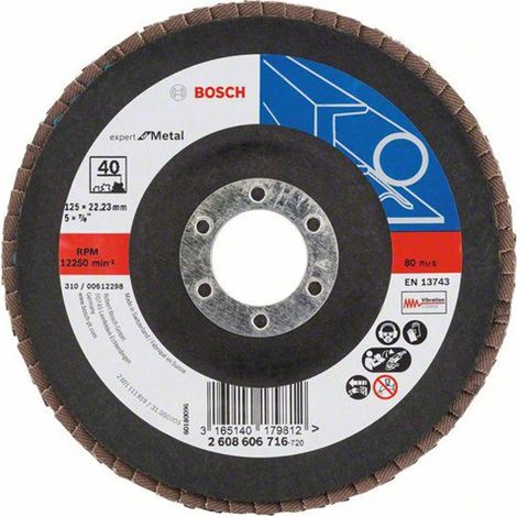 Bosch Fächerschleifscheibe X551 Expert for Metal gewinkelt 125 mm 40, Glasgewebe (1/5)