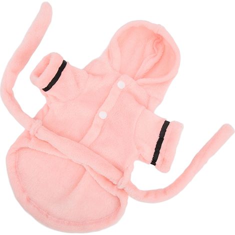 Peignoir pour animaux de compagnie, chaud et absorbant, pyjama à capuche pour chiots et petits chiens/chats, avec ceinture élastique. (1/5)