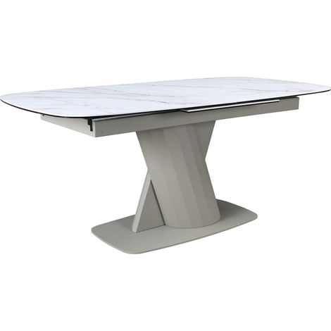 Table a manger extensible en metal beige plateau ceramique blanc 200244664 (1/5)