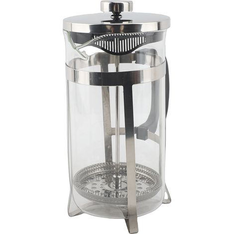French-Press-Kaffeebereiter, hitzebeständiges Glas, Edelstahlkaraffe mit Teefilter, 1000 ml. (1/4)