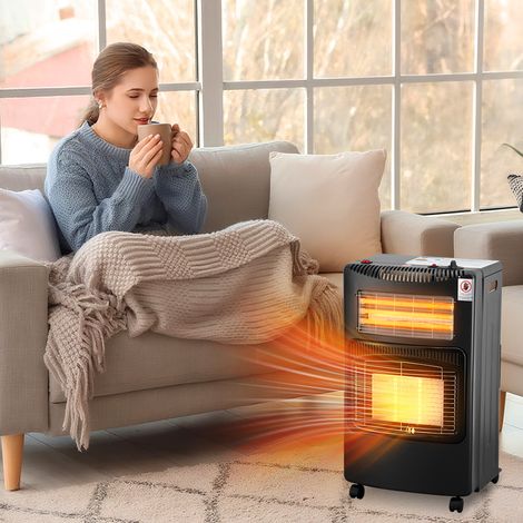 Jiubiaz Poêle à gaz avec chauffage électrique 1200 W, puissance gaz 4200 W, 3 réglages de chauffe (1/5)
