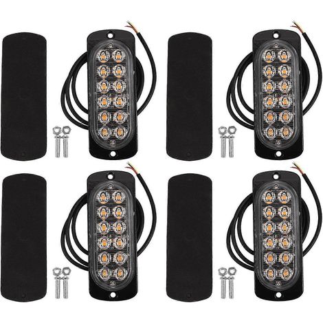 Set mit 4 Notfall-Signalleuchten für Autos, 12 orangefarbene LED-Blinker, mit Kühlergrillleuchte und Nebelscheinwerfer. (1/5)
