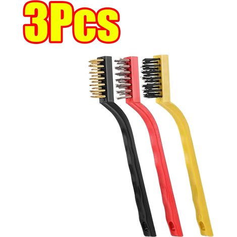 Brosse de nettoyage en laiton (lot de 3) - Métal laiton/acier inoxydable/nylon - Convient aux hottes à gaz - Dégraissage et détachage - Outil de nettoyage pour plaques de cuisson (1/4)