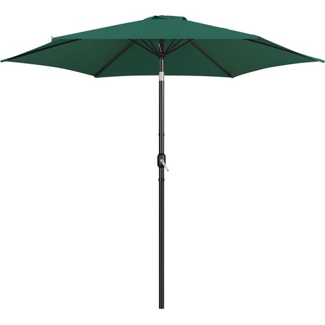 Yaheetech Parasol de Jardin Démontable Inclinable, Protection UV, avec Manivelle, 6 Baleines, pour Extérieur Terrasse Patio Plage Piscine Balcon, Vert Foncé (1/5)