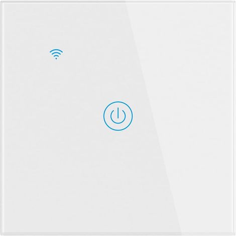 (Blanc, 1 Gang) Interrupteur Mural Tactile Télécommande Intelligente sans Fil Prise en Charge de la Commande Vocale Partage de la Famille Fonction de Minuterie Fil Neutre Requis