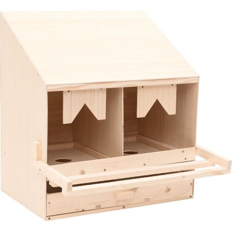 Chicken Laying Nest 2 Compartments 63x40x65 cm Solid Pine Wood vidaXL