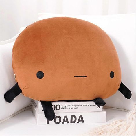 13,7" Peluche Pomme de terre, Oreiller en peluche pomme de terre Kawaii, Peluche réconfortante en forme de pomme de terre, Oreiller en peluche de dessin animé (Marron foncé) (1/5)