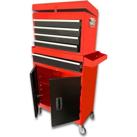 DOMAC Servante datelier 7 tiroirs en metal avec bac de rangement vide (1/3)