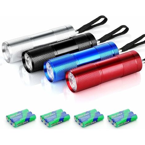GABRIELLE Lampe Torche Led 4 Pcs,Mini Lampe de Poche , Lampe Torche étanche pour Enfant ou Camping Lecture Promenade Randonnée Travail (1/5)