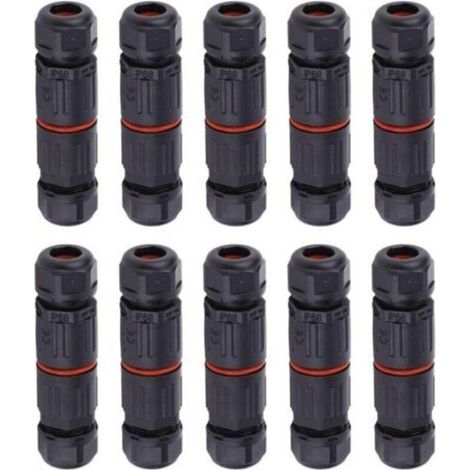 10 PCS IP68 Etanche Connecteur de Câble Electrique, Femelle 3 Broches Connecteurs Etanches Prise de Courant Extérieure Raccord de Connecteur Fil Etanche