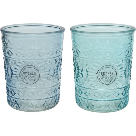 Vaso de cristal con relieve ø8,3 x 10,3 cm 350 ml colores surtidos (1/2)
