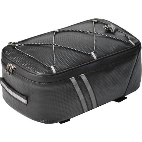 Borsa laterale impermeabile da 8 litri per bicicletta, realizzata in pelle PU, per portapacchi, con copertura antipioggia e facile montaggio. (1/4)