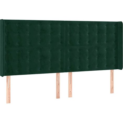 Testiera Testata del letto ad Orecchio Verde Scuro 203x16x118/128 cm in Velluto (1/5)