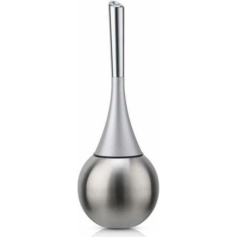 Porte-brosse WC sur pied en acier inoxydable, finition polie et brossée (brosse incluse) - Argent (1/4)
