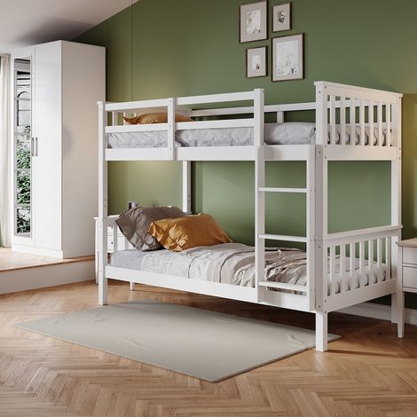 ELEGANT Bunk Bed Children's Bed Frame with Solid Pine Wooden Bed SingleDouble Sleeper Bed 99 x 201 x 155CM (1/5)