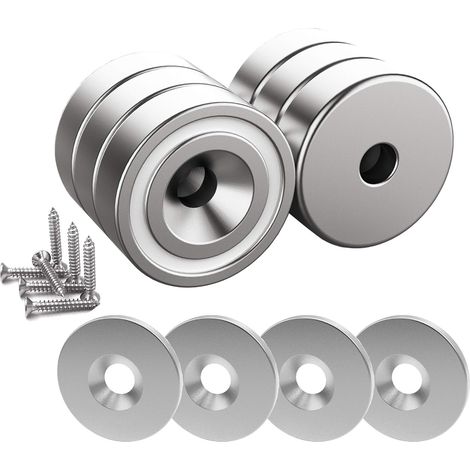 6 pcs Aimants en néodyme 10 KG force 20 x 7 mm avec trou et capsule, aimant en pot fraisé (1/5)