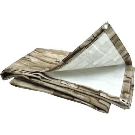 Brise vue beige imitation mur en pierres - 1 x 5 - SIZE/COLOR