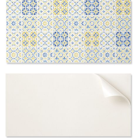 Revestimiento de pared de vinilo autoadhesivo con gr谩ficos para cocina, 120x60 cm, dise帽o de mosaico con adornos.