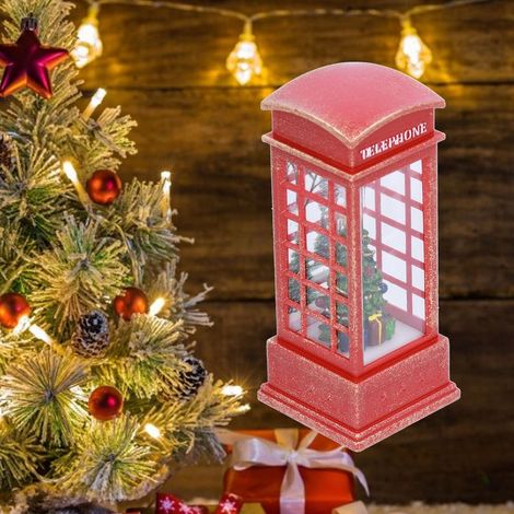[Art Deco Lumineux Christmas] + [Belle Maison] + [Téléphone Booth] + [Lampadaire], Décoration de Table Lumineuse PVC avec Boîte cadeau, 5.2cm x 5.2cm x 12.1cm, 104g, Batteries incluses. (1/5)