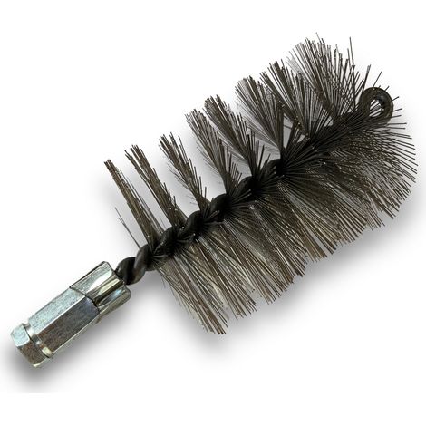 Brosse à tube PRO INOX Ø 75 mm Raccord M12175 femelle Ame en acier torsadé Nettoyage brossage tube et canalisation Kibros 41SCI75