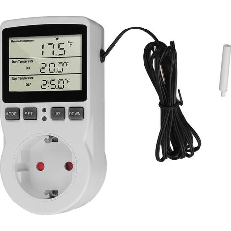 Ortviai Prise Thermostat Numérique avec Affichage Puissance et Minuterie, Contrôle Température -40 à 120 °C, 3680 W (1/5)