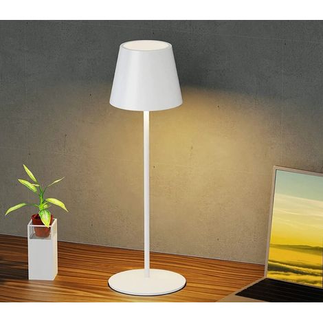 Lampada luce led da tavolo touch ricaricabile usb con 3 tonalità di colore senza fili Bianco