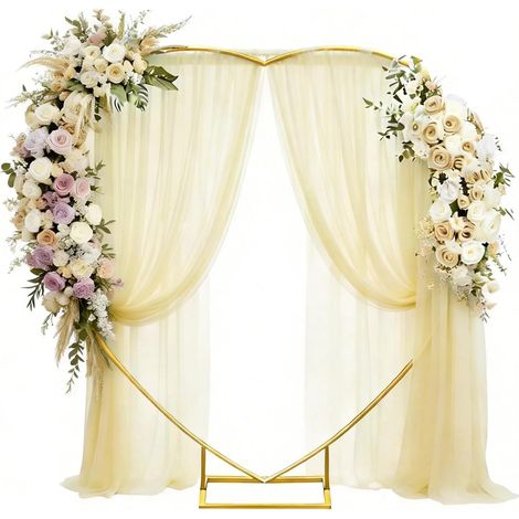 Heart Wedding Arch 2M Wedding Arch Support Gold Metal Background Arch Stand for Wedding, Garden, Birthday Party, Baby Shower, Floral Balloon Arch (1/5)