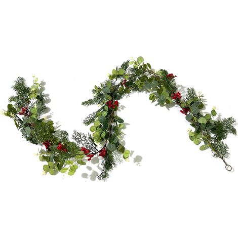 Guirlande En Rotin Avec Baies Rouges - 180 cm - Décoration Artificielle Pour Ambiance Festive - 1 Pièce (1/5)