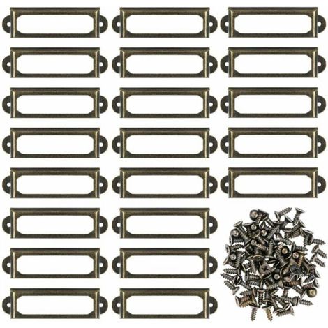 50 porte-étiquettes métalliques avec vis pour tiroirs et armoires de meubles (1/4)