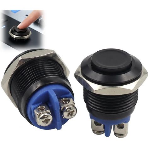 Boutons Poussoirs 16mm Métal, 12V/24V/220V 3A – Interrupteur Poussoir Antirouille pour Voiture, Moto, Bateau (1/5)