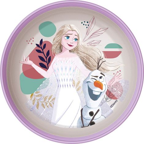 Disney ciotola lilla e bianca per bambine in plastica Frozen Elsa e Olaf con base antiscivolo (1/4)