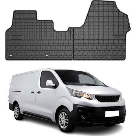 Tapis de Sol Toutes Saisons en Caoutchouc Compatible avec Peugeot Expert III 2016-2022 Revêtement de Sol pour Voiture - Intérieur antidérapant - Bords Hauts Noir