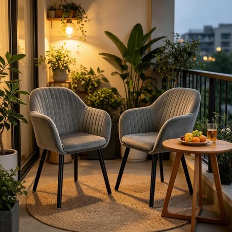 Fauteuil relax inclinable avec accoudoirs, chaise d'appoint pour réception, salle à manger, salon ou bureau - Lot de 2 chaises confortables (set de 2) (1/4)