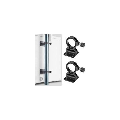 Lot de 2 supports de parasol noirs et pliables pour cannes à pêche, à fixer au mur, pour la plage, la terrasse, le jardin, le balcon, etc. - Crezuo (1/4)