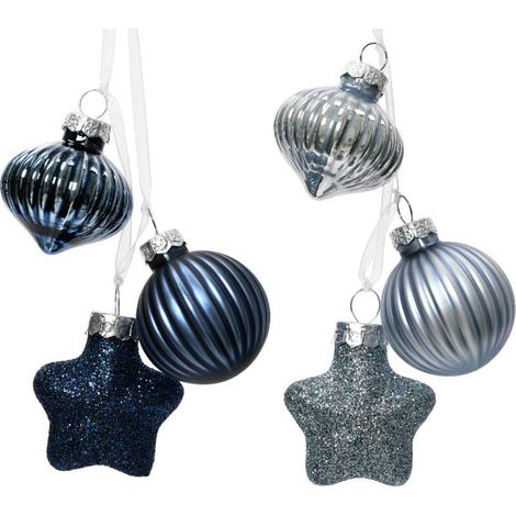 Set tre mini addobbi blu o silver (1/2)