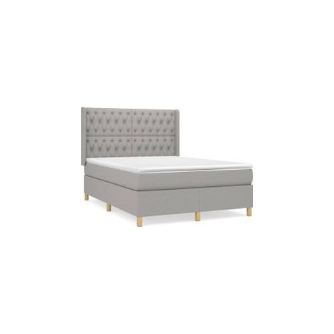 Sommier à lattes de lit avec matelas Gris clair 140x200 Tissu (1/5)