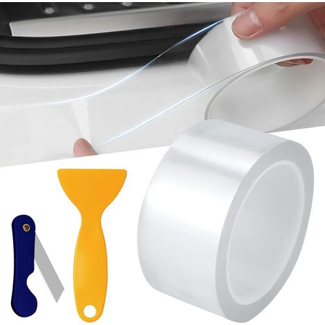 Film de protection de peinture transparent pour voiture, 5 cm x 10 m, film de protection autocollant pour voiture, avec grattoir, bandes de seuil autocollantes, sans bulles, film de protection de (1/5)