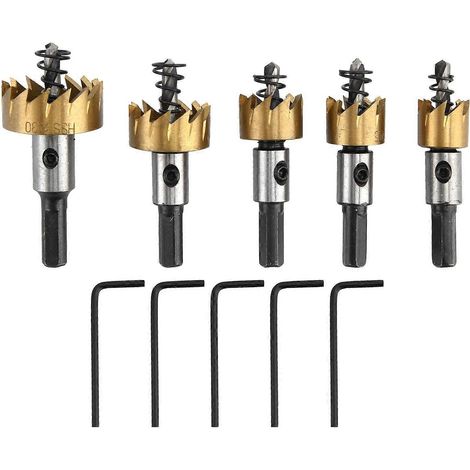 5-teiliges Lochöffner-Set, schnellschneidend, HSS, präzise, sicher, Aluminium, für Öffnungen in Gummi und Kunststoff