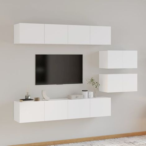vidaXL 6 Piece TV Cabinet Set White Engineered Wood (1/5)
