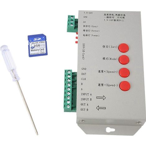 Contrôleur LED RGB T1000S avec carte SD, 2048 pixels, pour WS2801Photo Color (1/5)