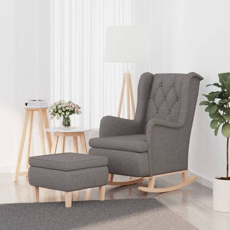 vidaXL Poltrona con Gambe a Dondolo e Sgabello Grigio Chiaro Tessuto (1/5)