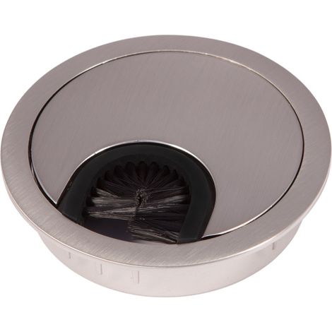 SOTECH Kabeldurchführung Kabeldurchlass aus Metall Edelstahloptik Bohrmaß Ø 68 mm Schreibtisch mit Staubdichtung